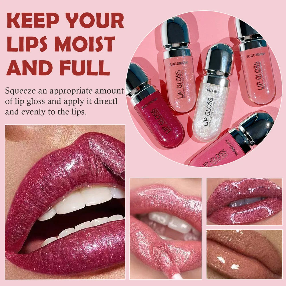 JUJU DREAM Moisturizing Lip Gloss - Shimmery Plumping Lip Gloss Non-Sticky Hydrating Lip Gloss for Full Glossy Lips