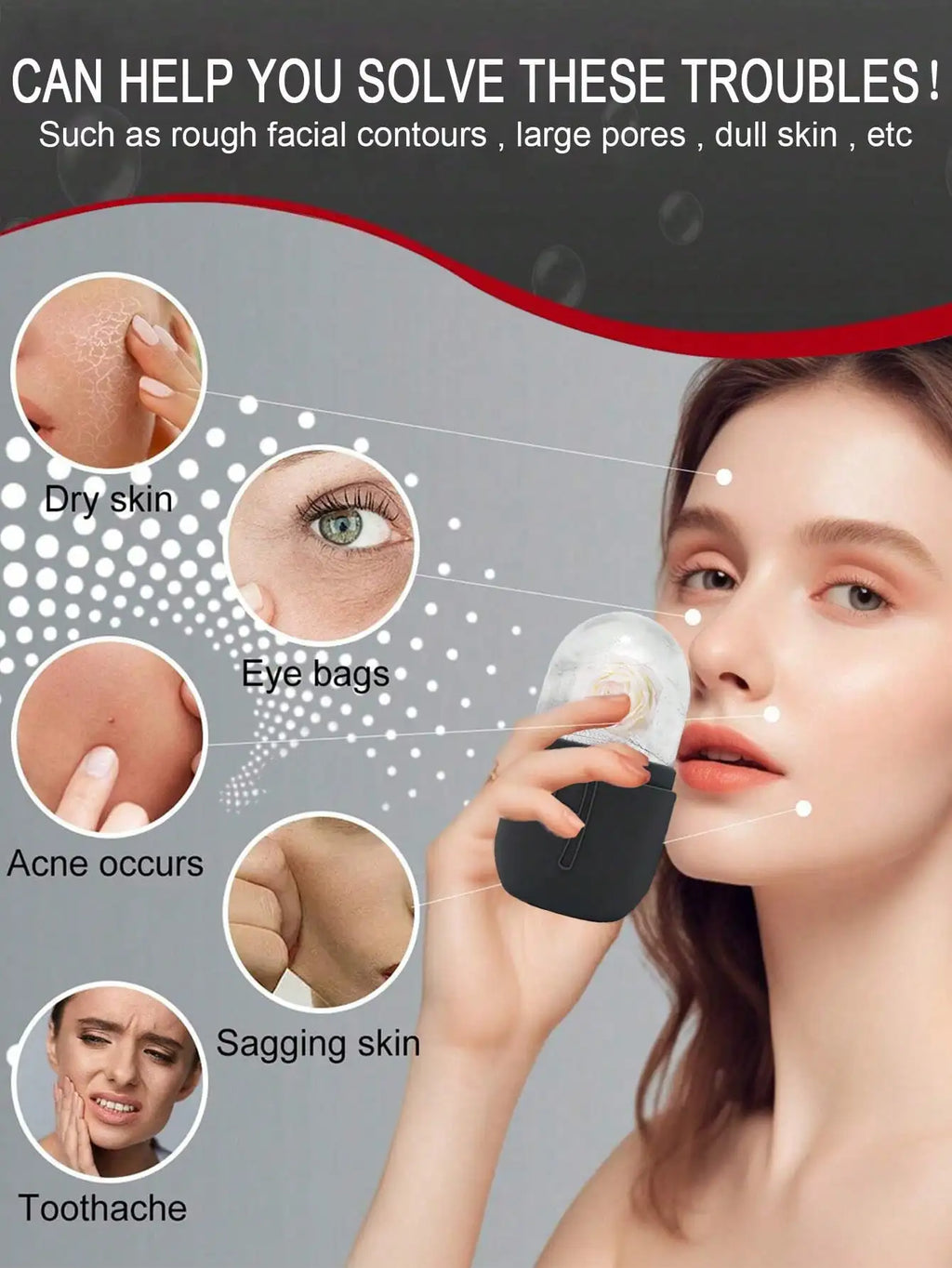 3Pcs Ice Face Roller -Facial Skincare Ice Roller Set,Facial Massage Tool,Silicone Ice Face Roller,Quartz With Roller For Face & Eye Puffiness Relief, And Enhance Skin Care & Glow,For Eyes, Neck, And Face,Lce Facial RollerMold