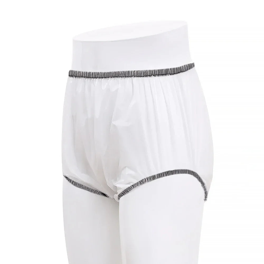 1pc PVC Adult diaper cover Elastic Waist plastic shorts  for Elderly Men And Women transparent waterproof diaper pants