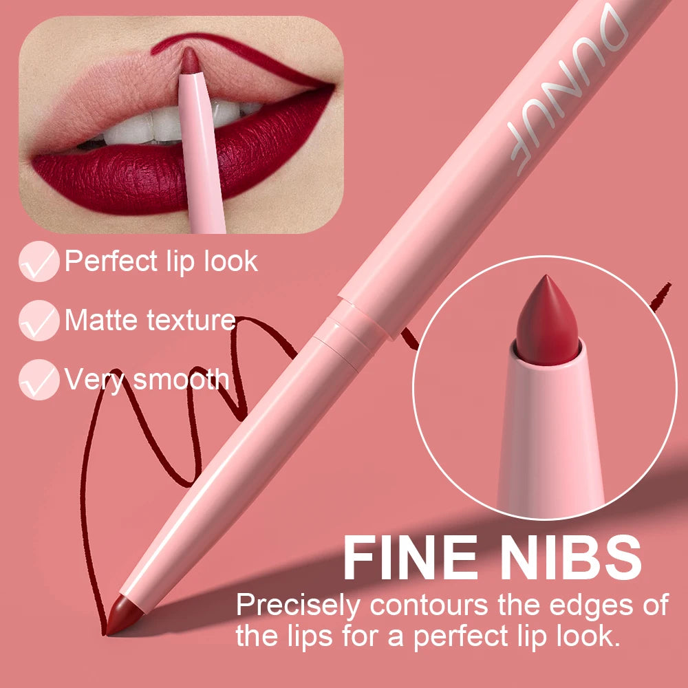 Matte Lip Liner Pencil 6 Colors Set: Lip Contour Waterproof Non-transfer Highly Pigmented Smooth Nude-pink Daily &  Party Makeup