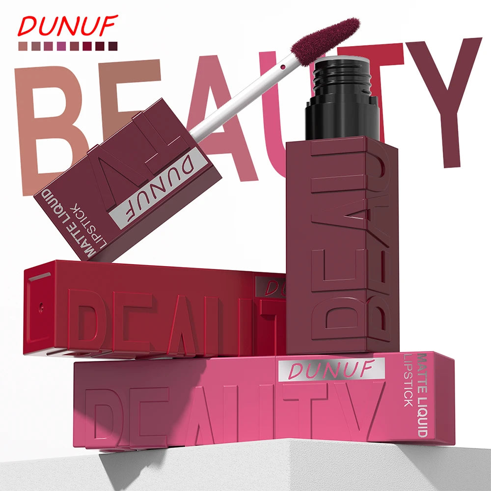 Lip Gloss Set, Lipstick Waterproof Matte Non-sticky Non-transfer Long-Lasting, Rose, Mauve, Deep Red, Nude, Y2K Makeup Christmas