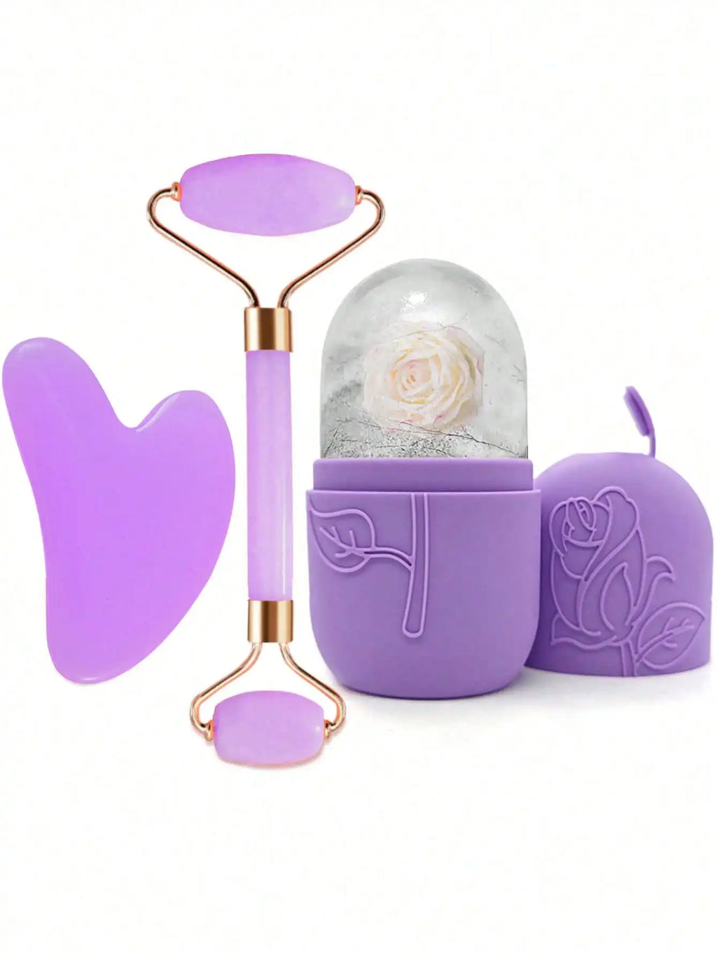 3Pcs Ice Face Roller -Facial Skincare Ice Roller Set,Facial Massage Tool,Silicone Ice Face Roller,Quartz With Roller For Face & Eye Puffiness Relief, And Enhance Skin Care & Glow,For Eyes, Neck, And Face,Lce Facial RollerMold