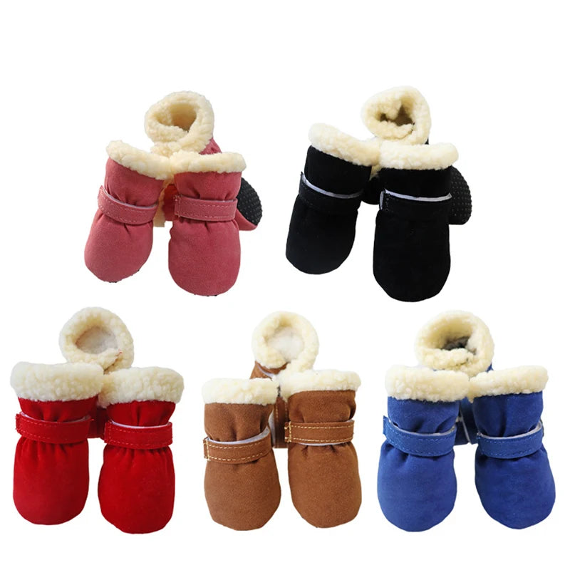 4pcs/set Snow Booties Waterproof Boots Socks Anti Slip Shoes Candy Colors Small Dogs Pet Dog Shoes Puppy Chihuahua Winter