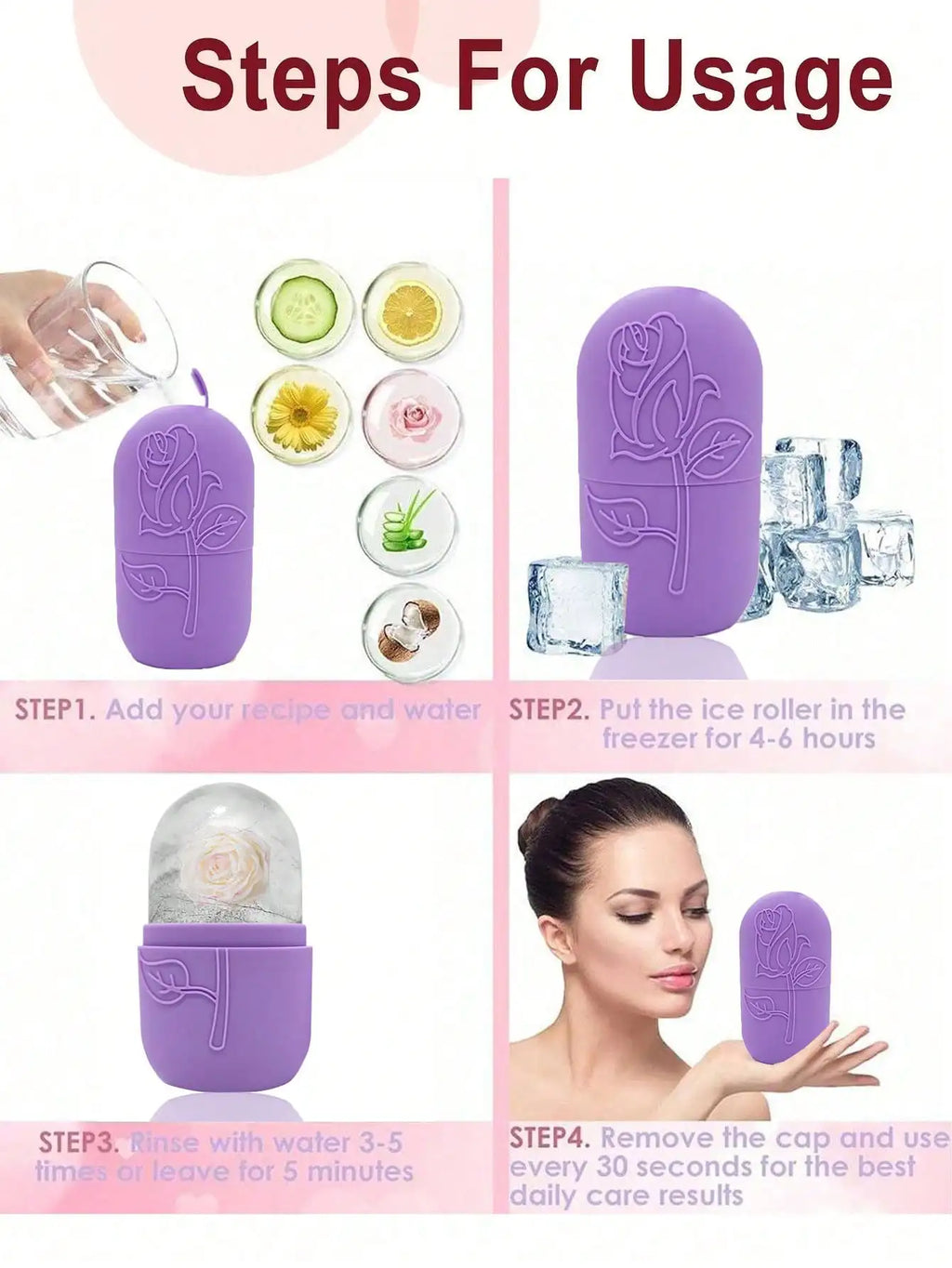 3Pcs Ice Face Roller -Facial Skincare Ice Roller Set,Facial Massage Tool,Silicone Ice Face Roller,Quartz With Roller For Face & Eye Puffiness Relief, And Enhance Skin Care & Glow,For Eyes, Neck, And Face,Lce Facial RollerMold