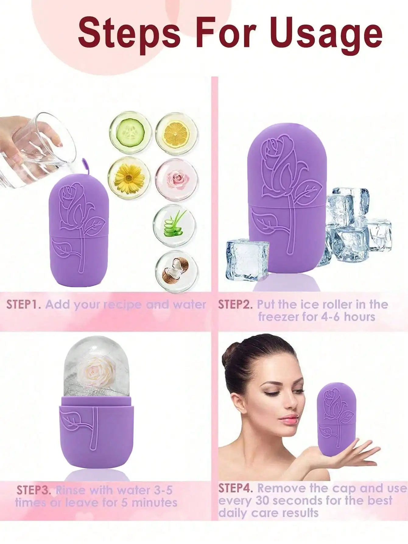 3Pcs Ice Face Roller -Facial Skincare Ice Roller Set,Facial Massage Tool,Silicone Ice Face Roller,Quartz With Roller For Face & Eye Puffiness Relief, And Enhance Skin Care & Glow,For Eyes, Neck, And Face,Lce Facial RollerMold